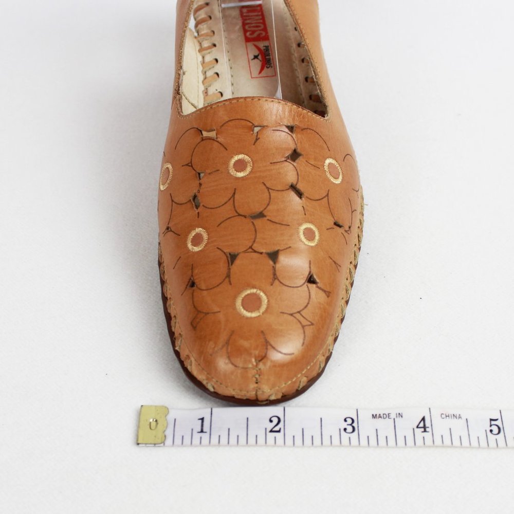 Pikolinos Tan Floral Pattern Sling-back Leather Shoes - Picture 10 of 14